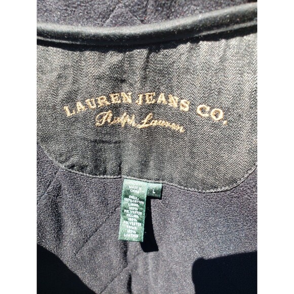 Lauren Jeans Co. Ralph Lauren Quilted Vest Women's Size L Black Denim & Leather - Picture 12 of 14